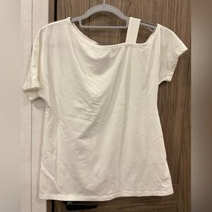 JINKESI Womens White Single Cold Shoulder Short Sleeve Blouse Size S